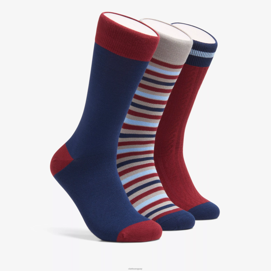 combinación roja Clarks paquete de 3 novelas de vestir X8V4N968