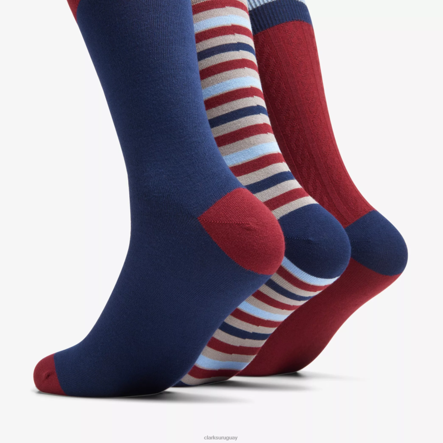 combinación roja Clarks paquete de 3 novelas de vestir X8V4N968