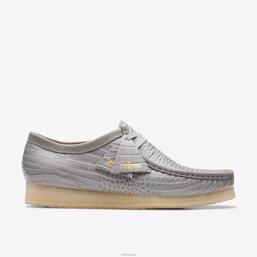 estampado de cocodrilo gris Clarks wallabee X8V4N664