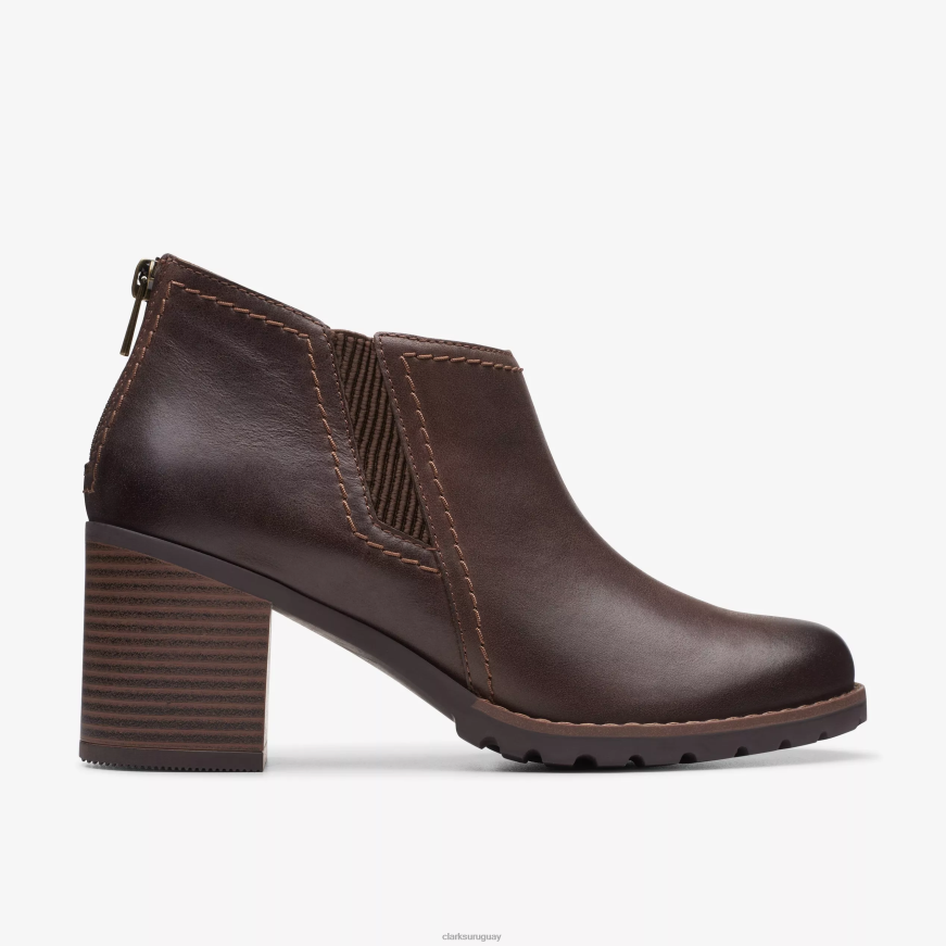 cuero marrón oscuro Clarks paso leda X8V4N449