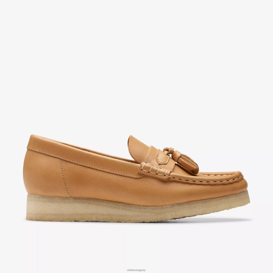 cuero bronceado medio Clarks mocasín wallabee X8V4N240