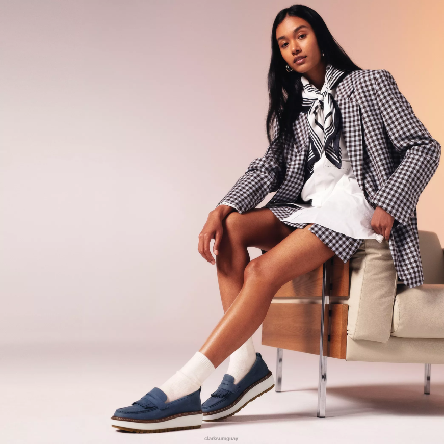 nubuck azul marino Clarks mocasín orianna X8V4N210