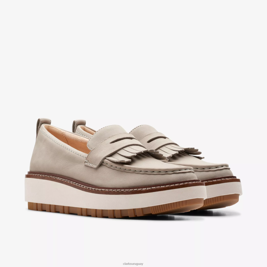nubuck de piedra Clarks orianna w mocasín X8V4N209