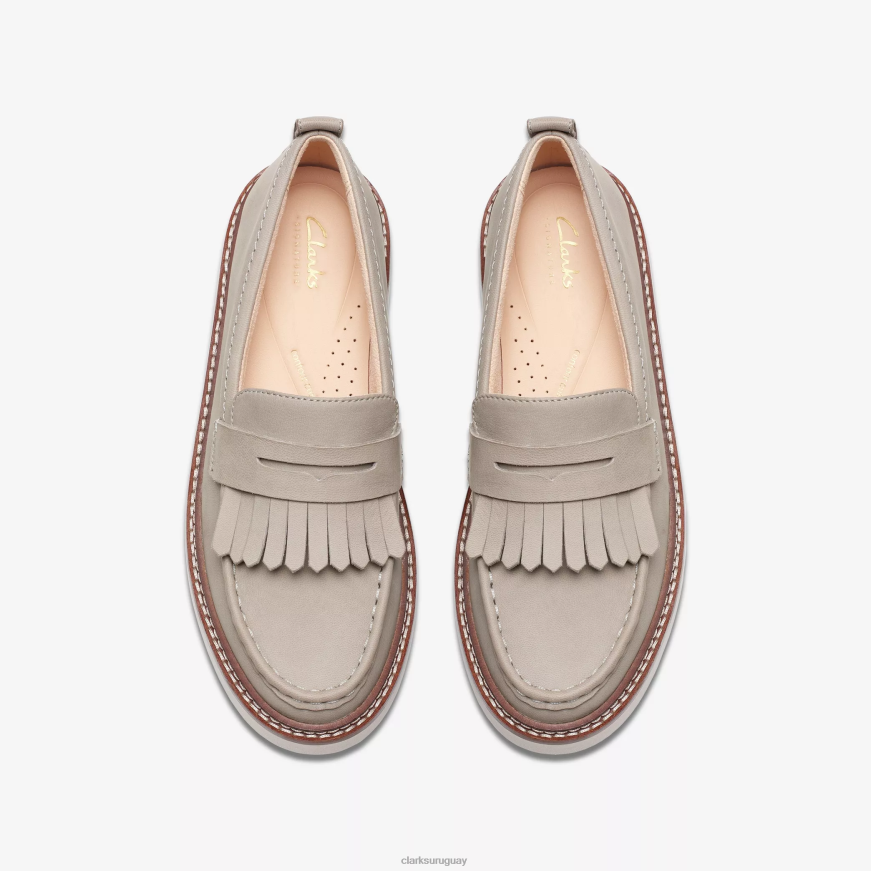 nubuck de piedra Clarks orianna w mocasín X8V4N209
