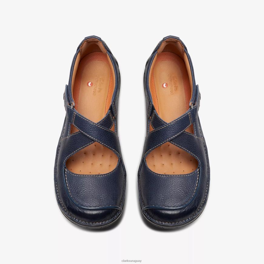 cuero azul marino Clarks correa sin bucle X8V4N291