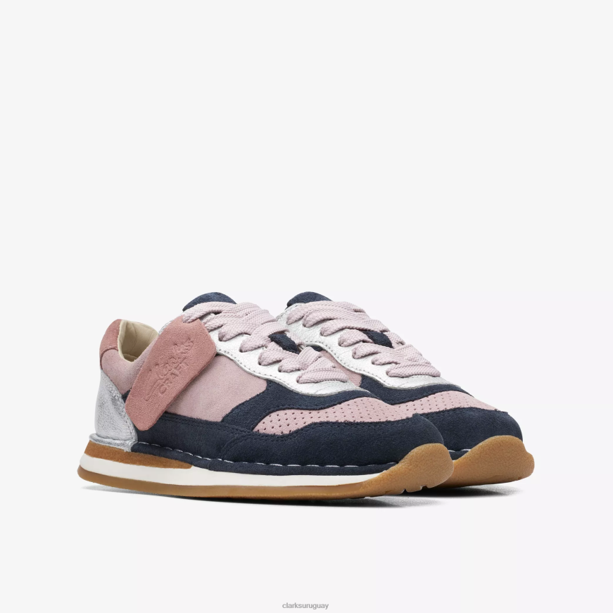 combinación rosa Clarks carrera artesanal para niños X8V4N1009