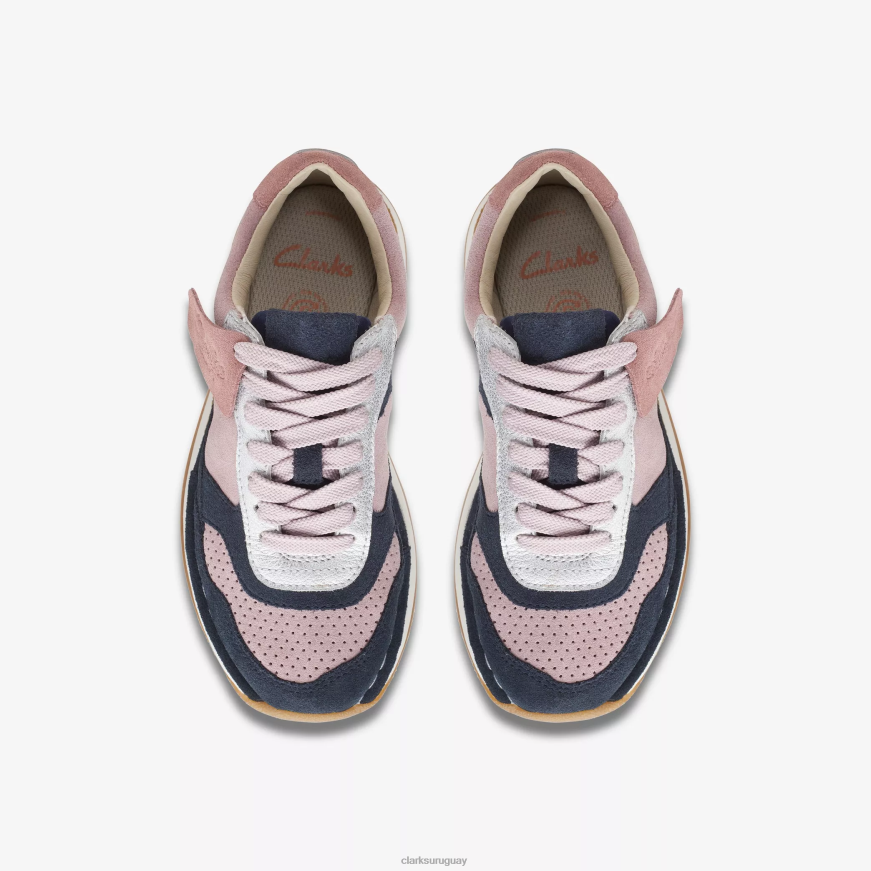 combinación rosa Clarks carrera artesanal para niños X8V4N1009